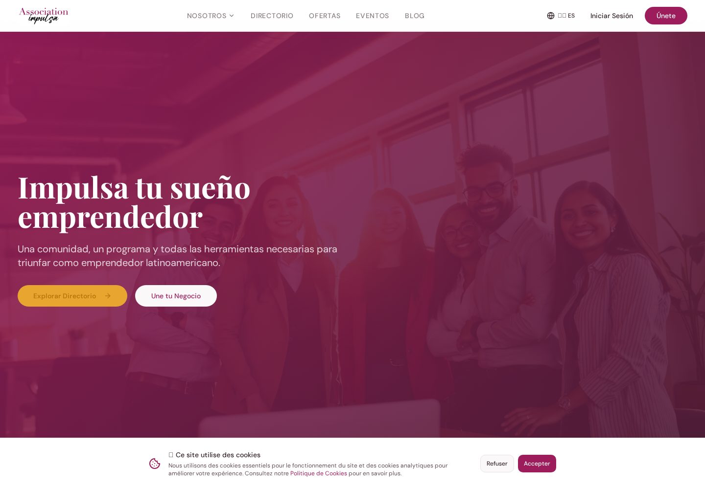 Vista del sitio web de Association Impulsa